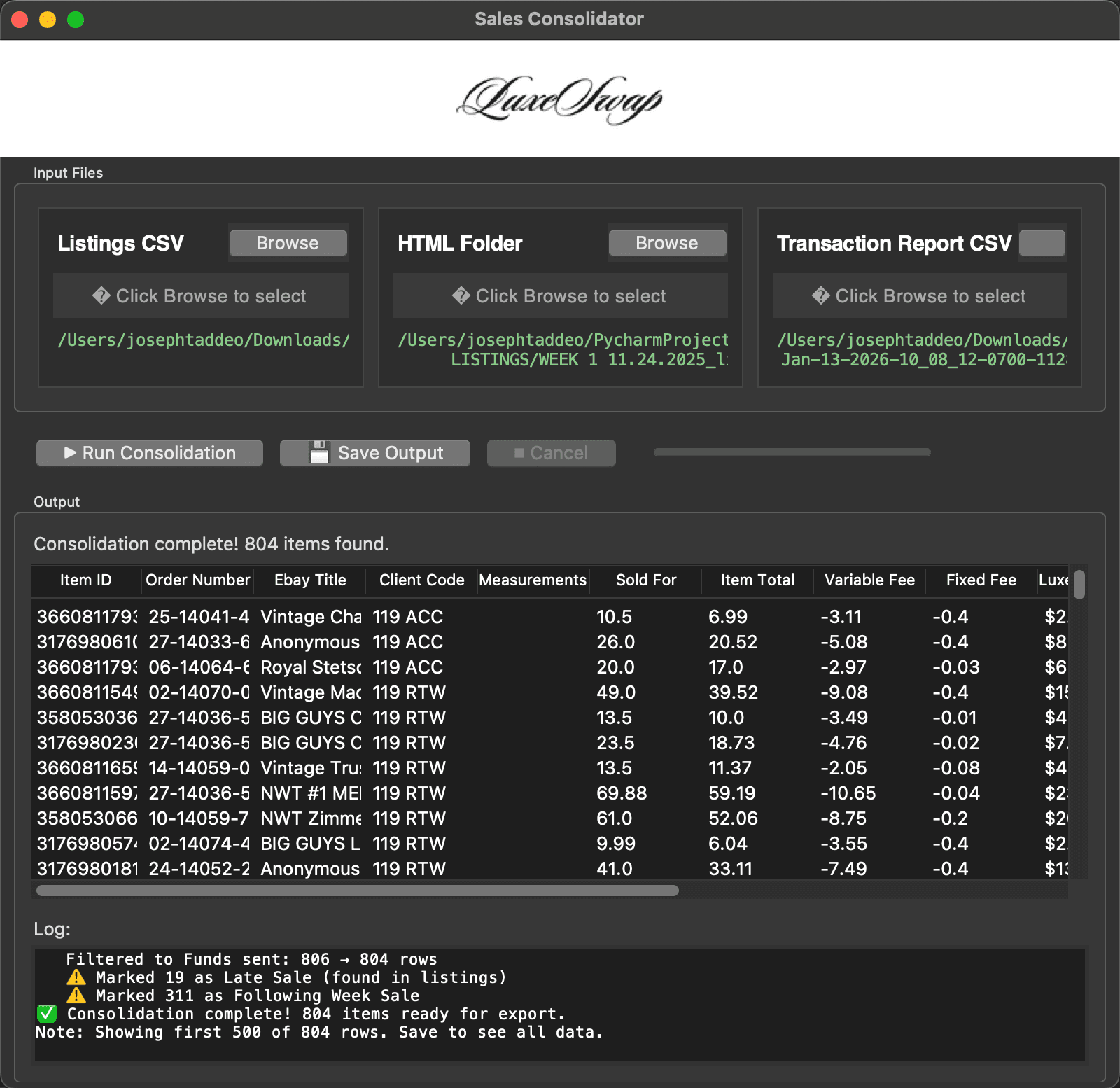 Sales Consolidator screenshot